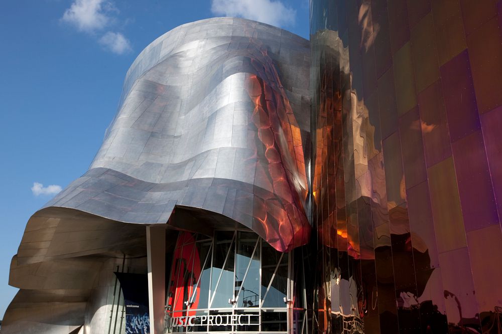 Seattle Music Project by architect Frank O. Gehry.  The Experience Music Project and Science Fiction Museum and Hall of Fame…