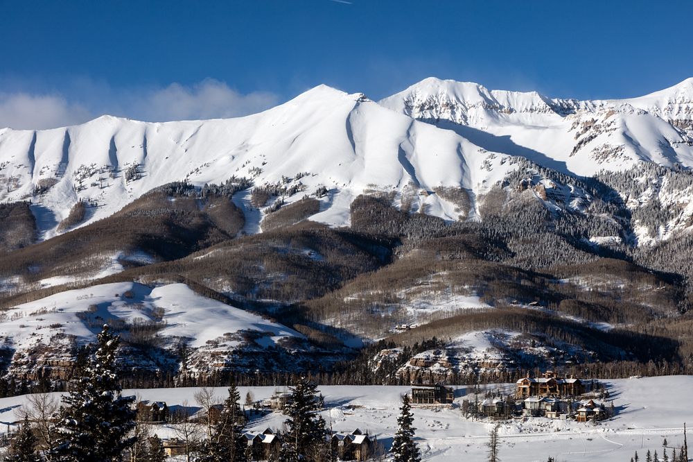 View from the mountain above Telluride, once a mining boomtown and now a popular skiing destination in Colorado.  