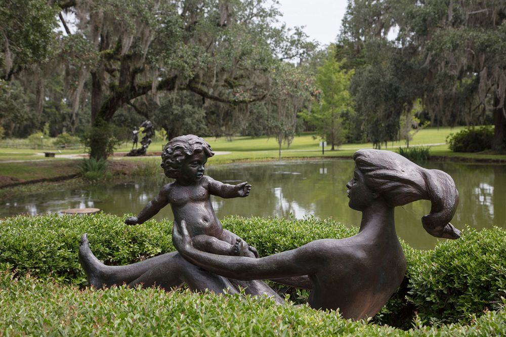 "Joy of Motherhood," Willard Newman Hirsh's bronze sculpture at Brookgreen Gardens, a vast complex of sculpture gardens…