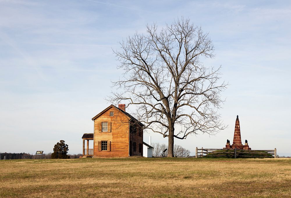 View of the “Henry House” and surroundings on Henry’s House Hill at Manassas National Battlefield Park outside Manassas…