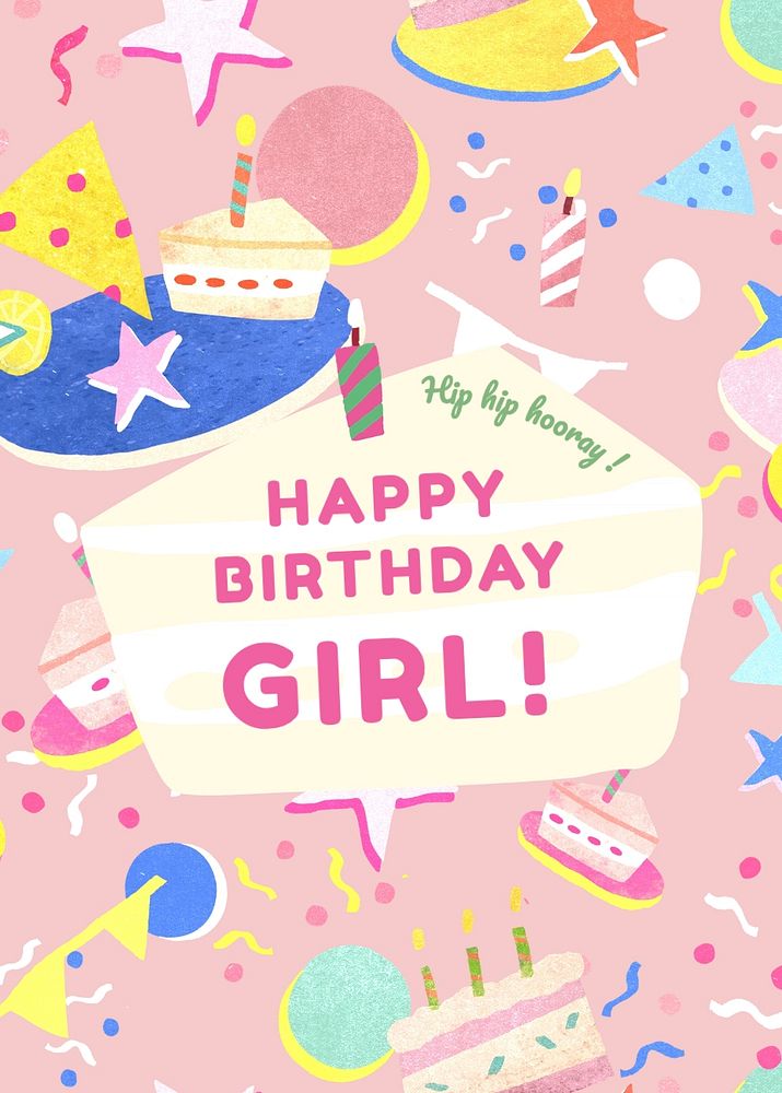 Pastel birthday invitation card template, cute design
