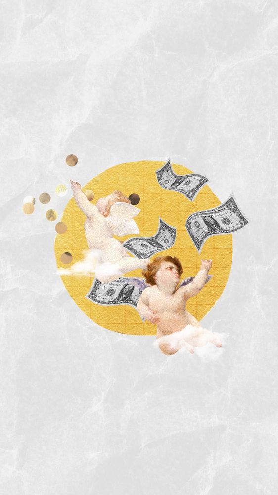 Cherubs money investment iPhone wallpaper editable design