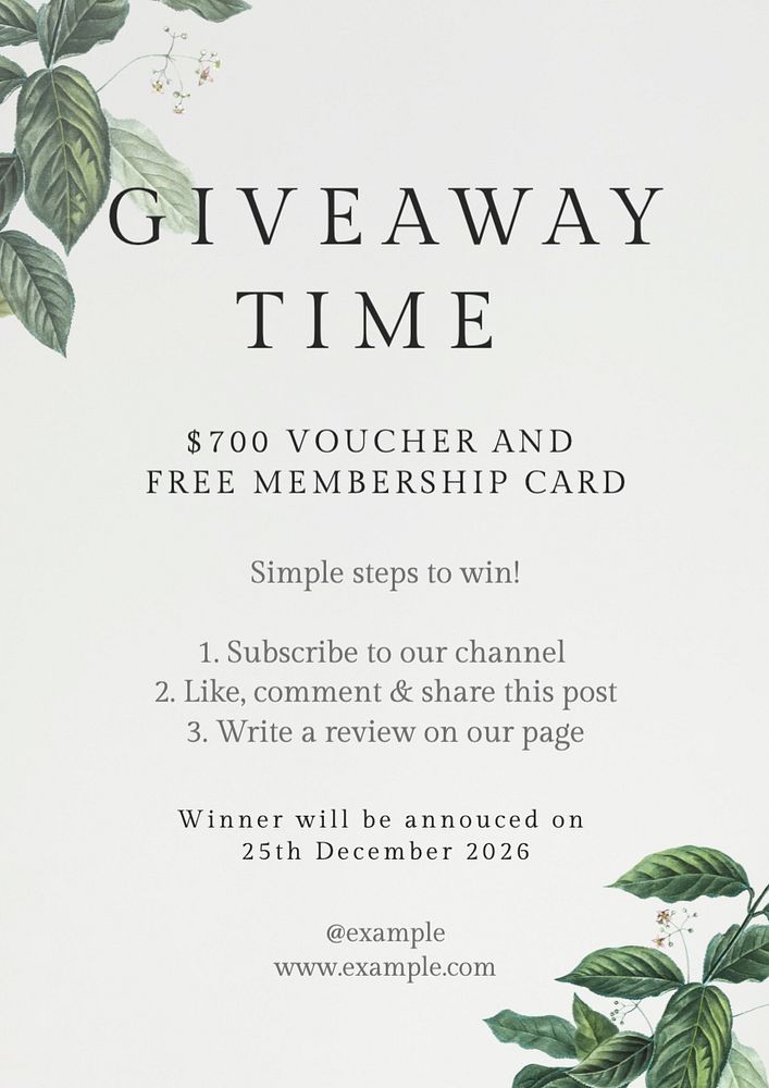 Giveaway time editable poster template