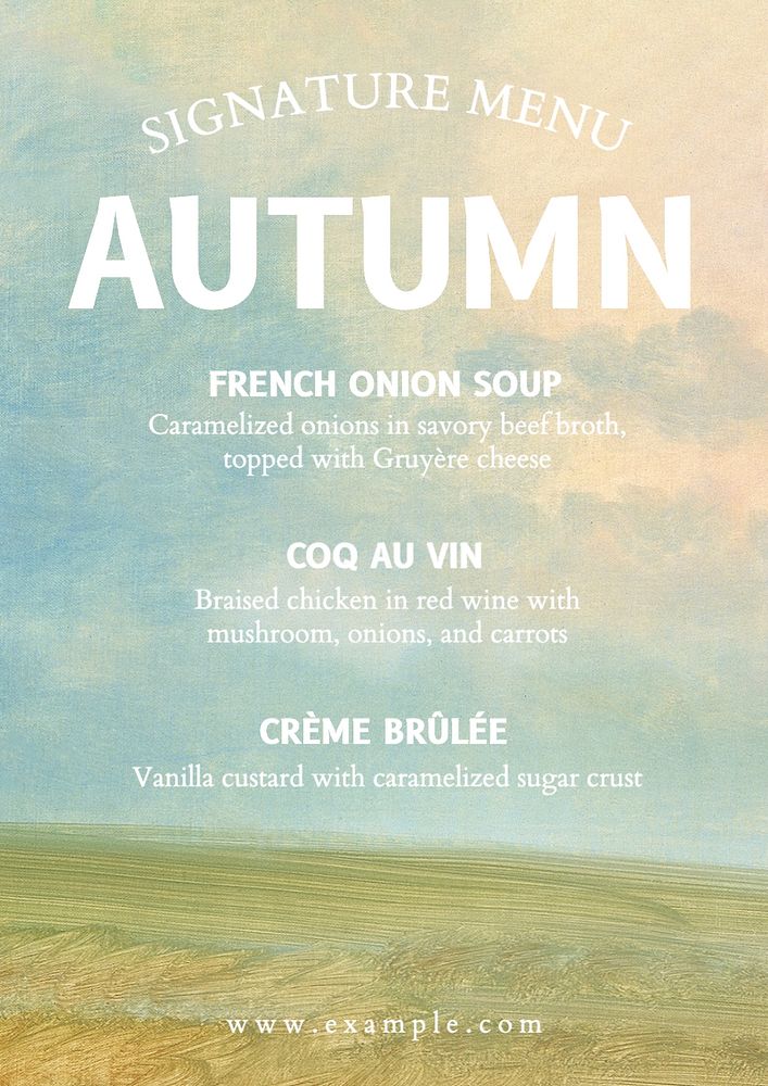 Autumn menu poster template, editable text and design