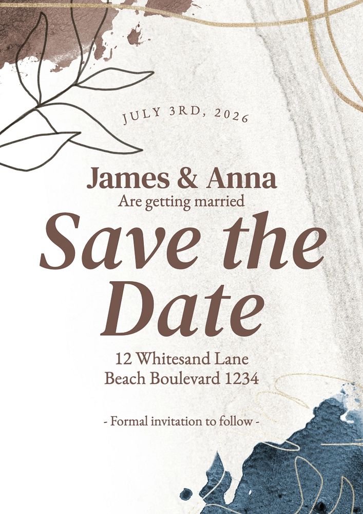 Save the date editable poster template