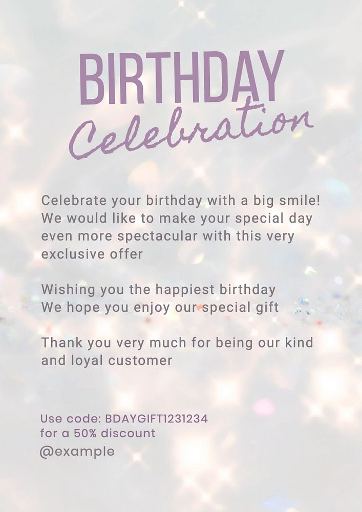 Birthday celebration poster template, editable text and design