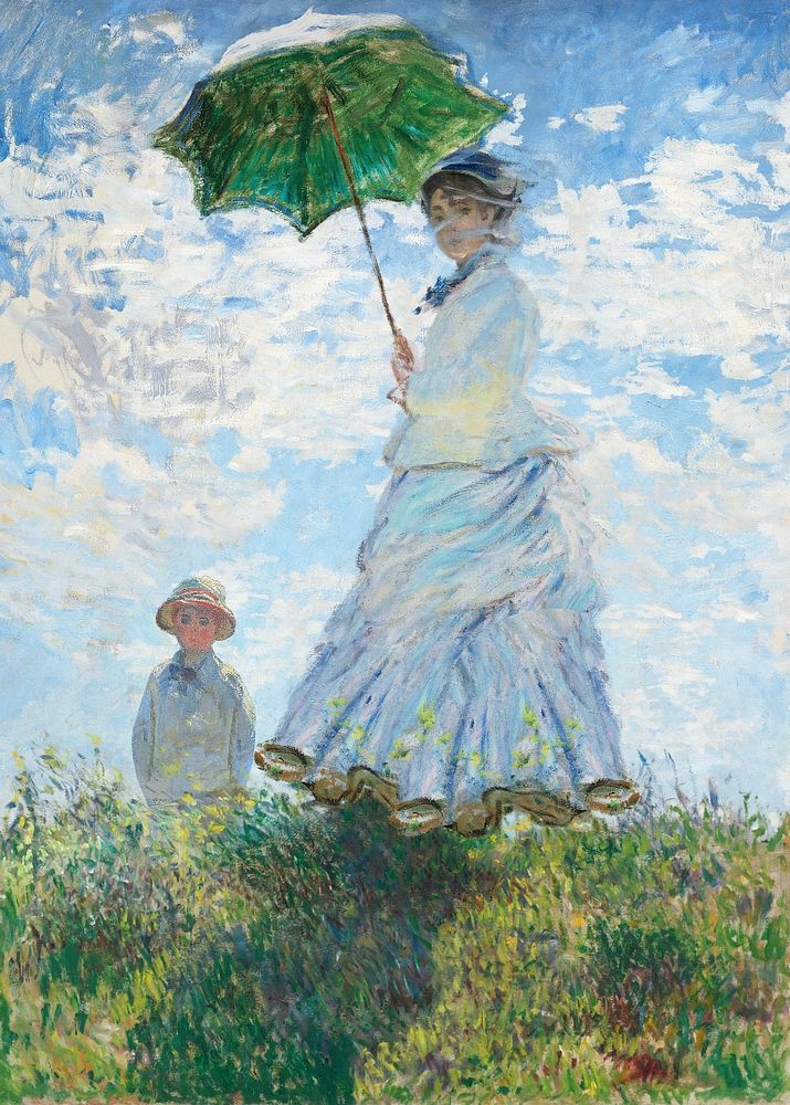 Claude Monet's editable Madame Monet and Her Son, woman with a Parasol. Famous painting. Original from the National Gallery…