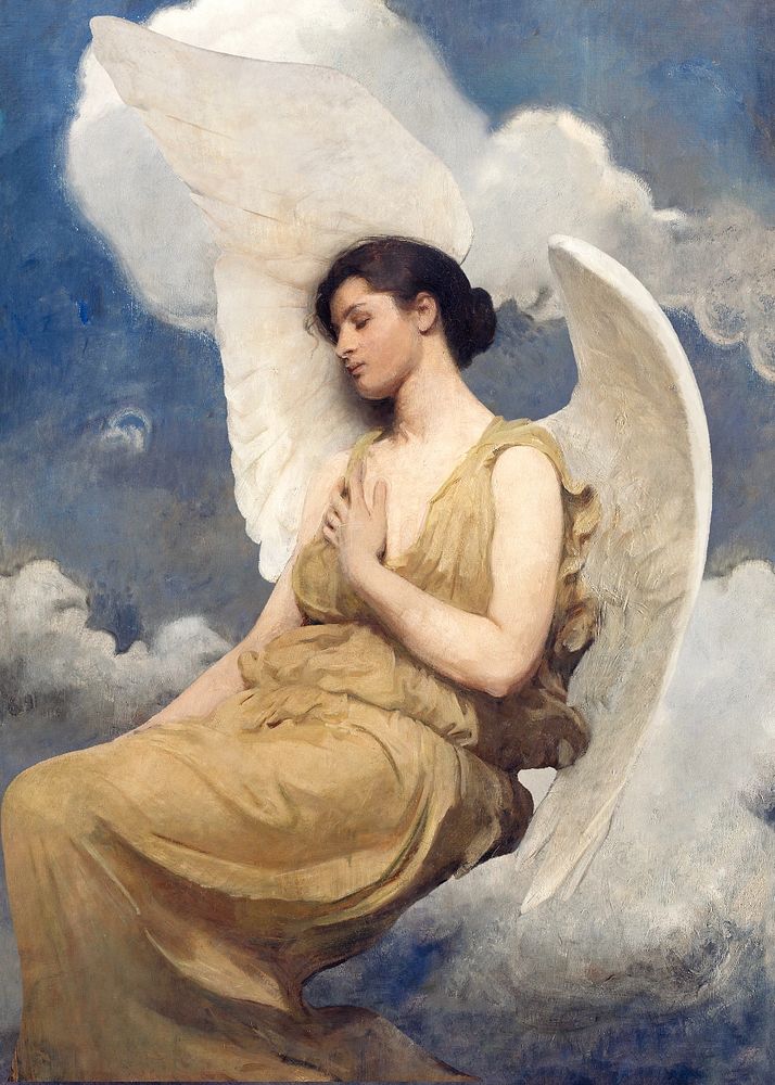 Editable Winged Figure, angel painting by Abbott Handerson Thayer. Original from the Art Institute of Chicago. Remastered by…