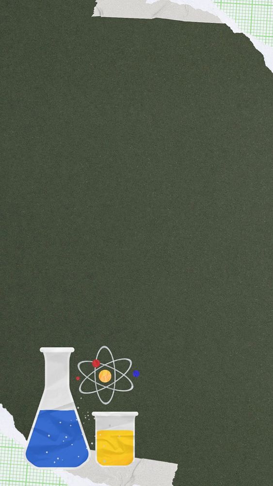 Science experiment border iPhone wallpaper, paper textured, editable design