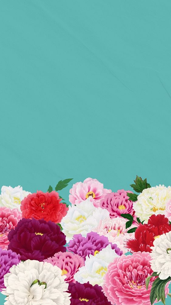 Spring carnation flowers mobile wallpaper, botanical aesthetic border background, editable design