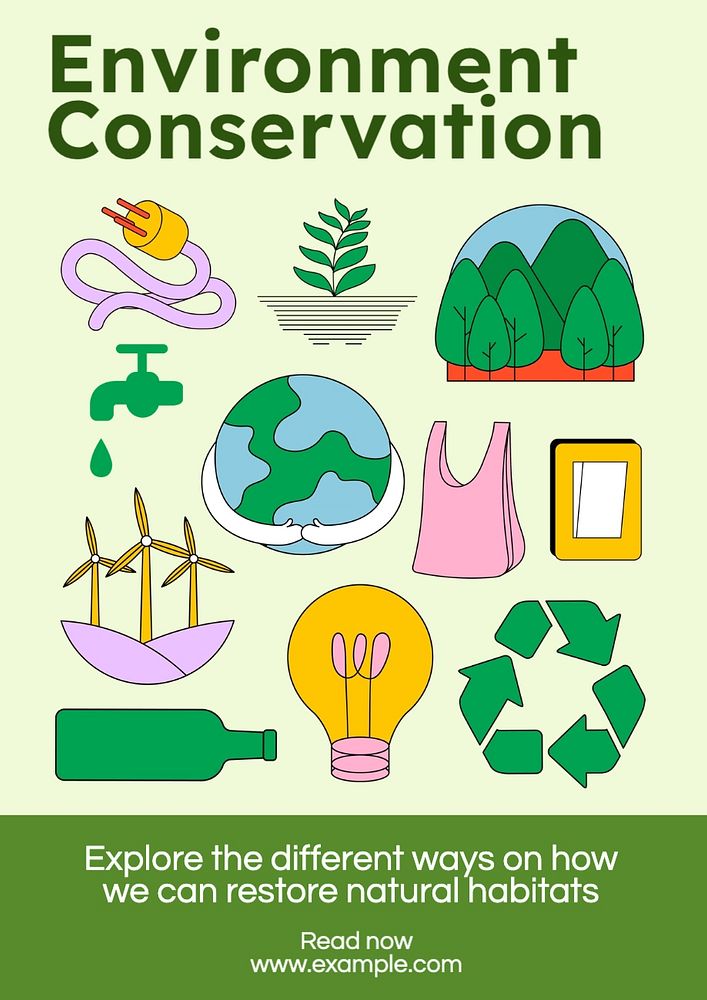 Environment conservation poster template, editable text and design