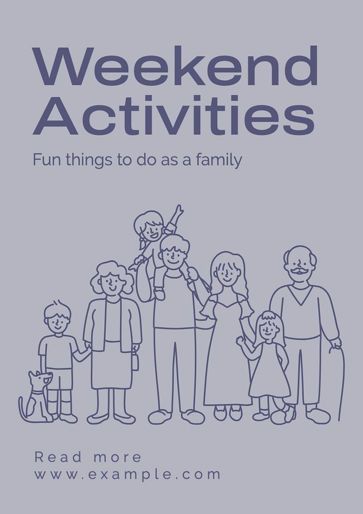 Family activities poster template, editable text and design