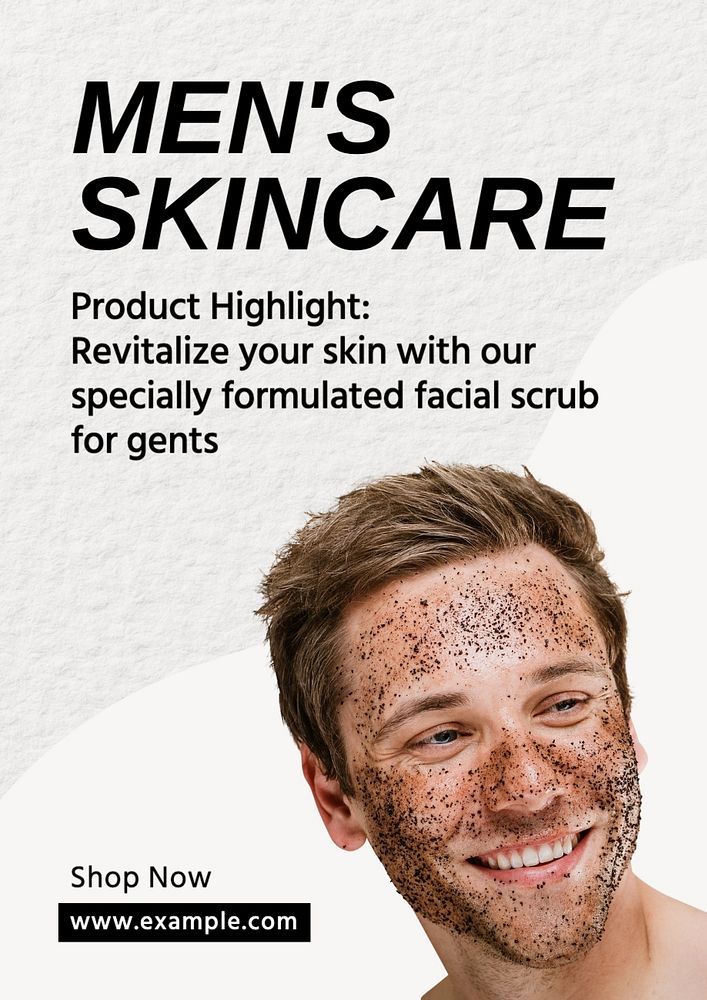 Men's skincare poster template, editable text and design