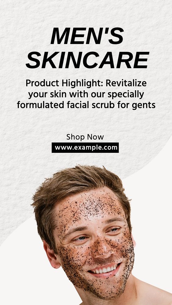 Men's skincare Facebook story template, editable design