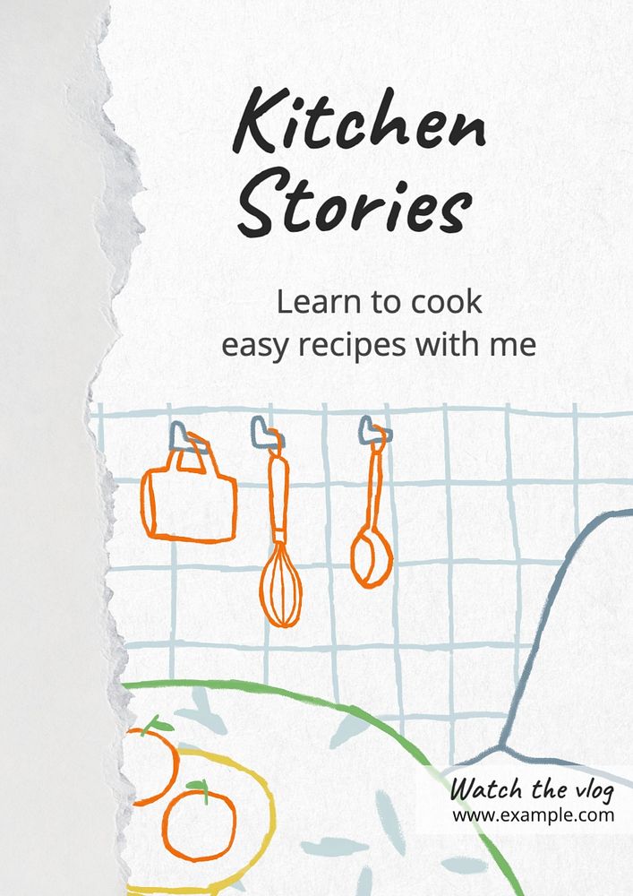 Kitchen stories poster template, editable text and design