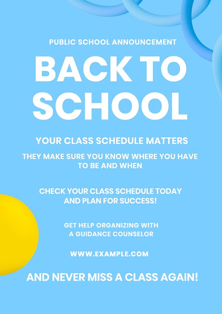 School poster template, editable text and design