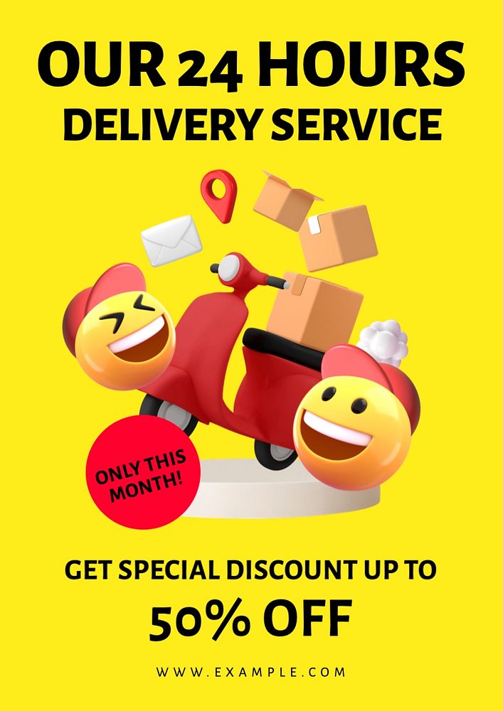 Delivery service poster template, editable text and design