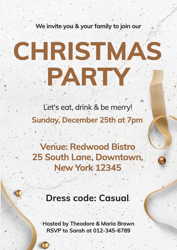 Christmas party invitation poster template, editable text and design