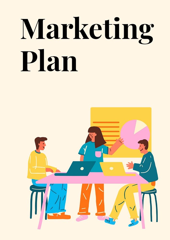 Marketing plan poster template, editable text and design