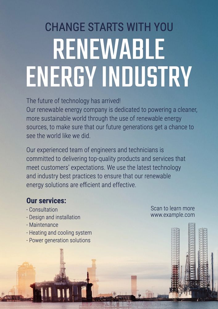 Energy poster template, editable text and design