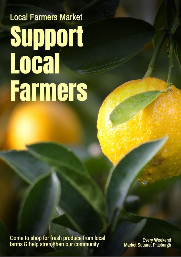 Support local farmers poster template, editable text and design