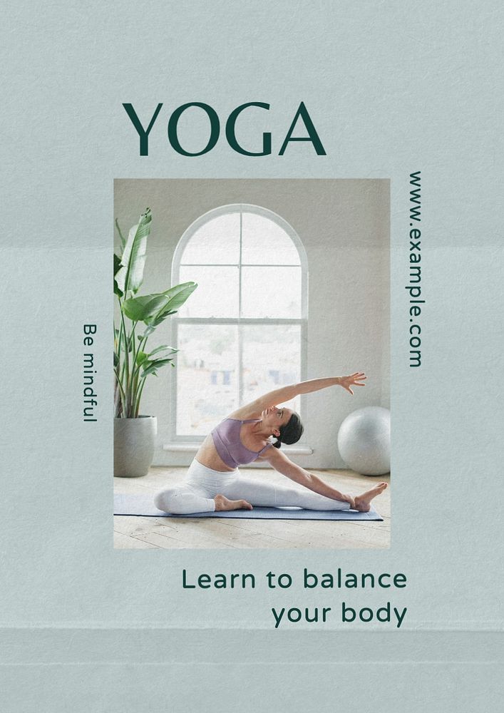 Yoga class poster template, editable text and design