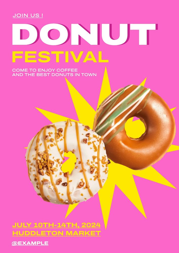 Donut festival poster template, editable text and design