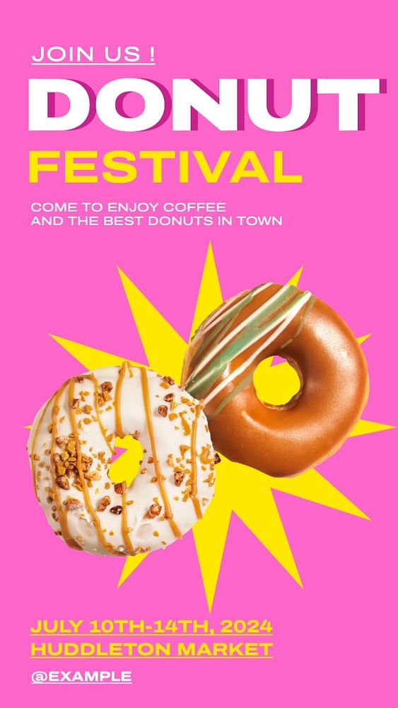 Donut festival Facebook story template, editable design