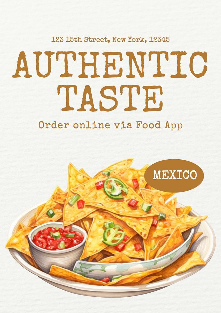 Authentic food poster template, editable text and design