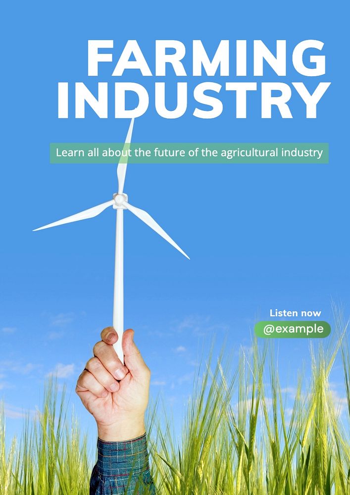 Farming industry  poster template, editable text and design