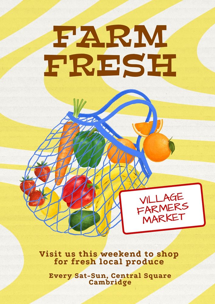 Farm fresh poster template, editable text and design