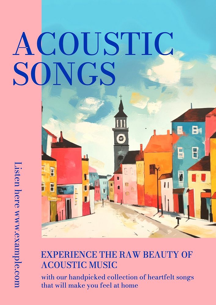 Acoustic songs  poster template, editable text and design