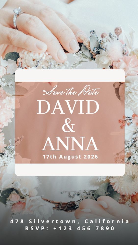 Wedding invitation Instagram story template, editable text