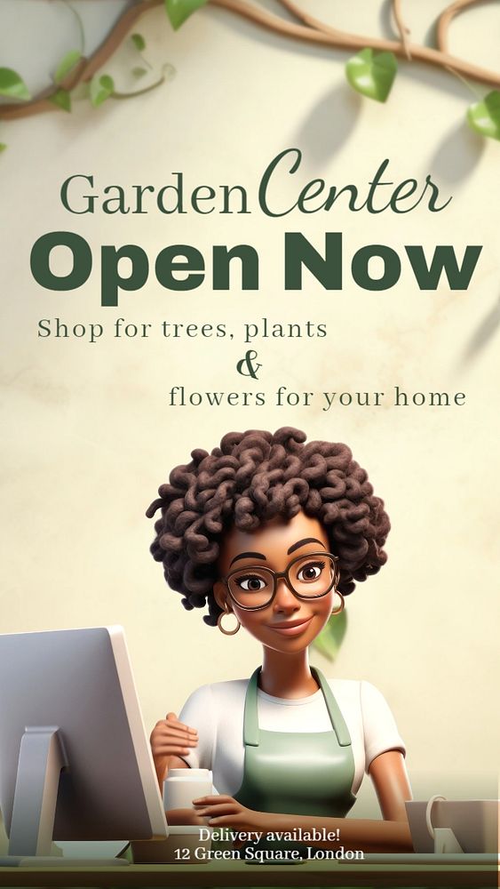 Garden center Instagram story template, editable text