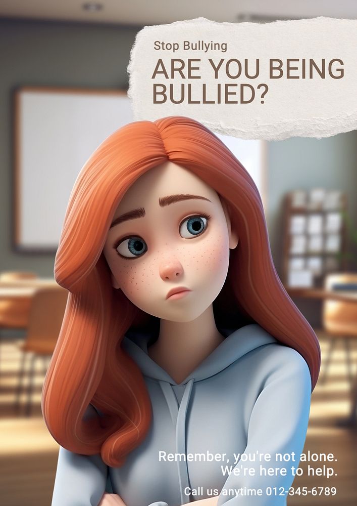 Bullying poster template, editable text and design