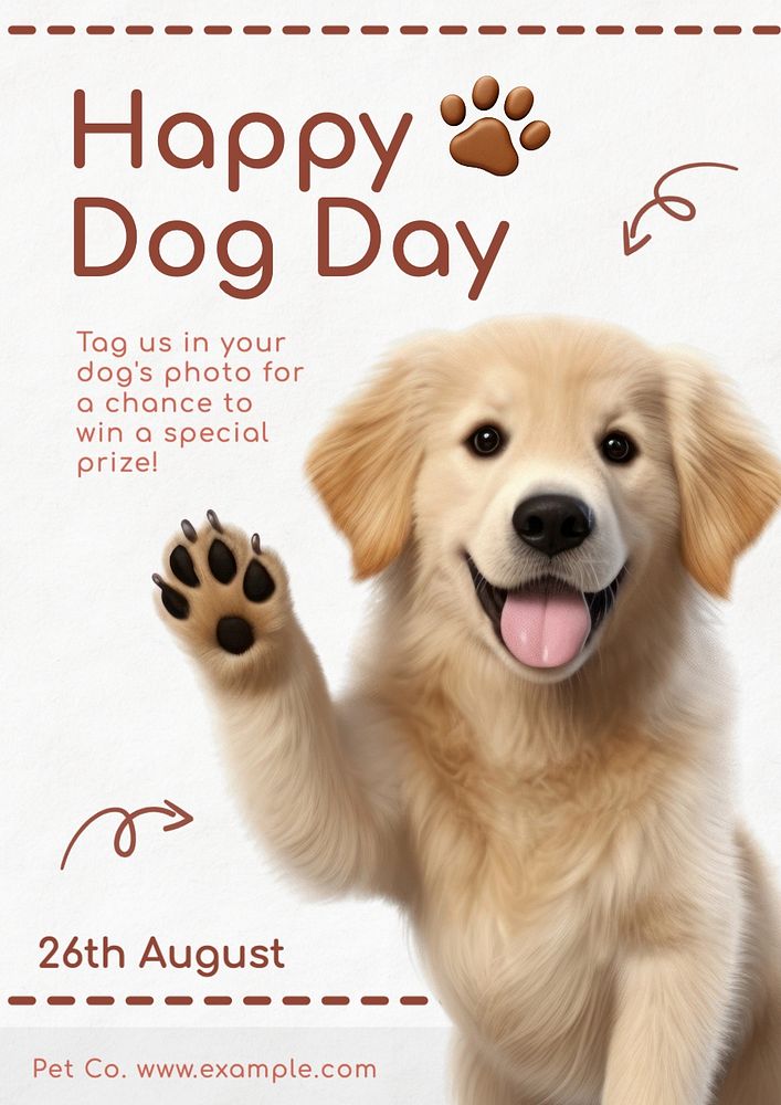 Happy dog day poster template, editable text and design