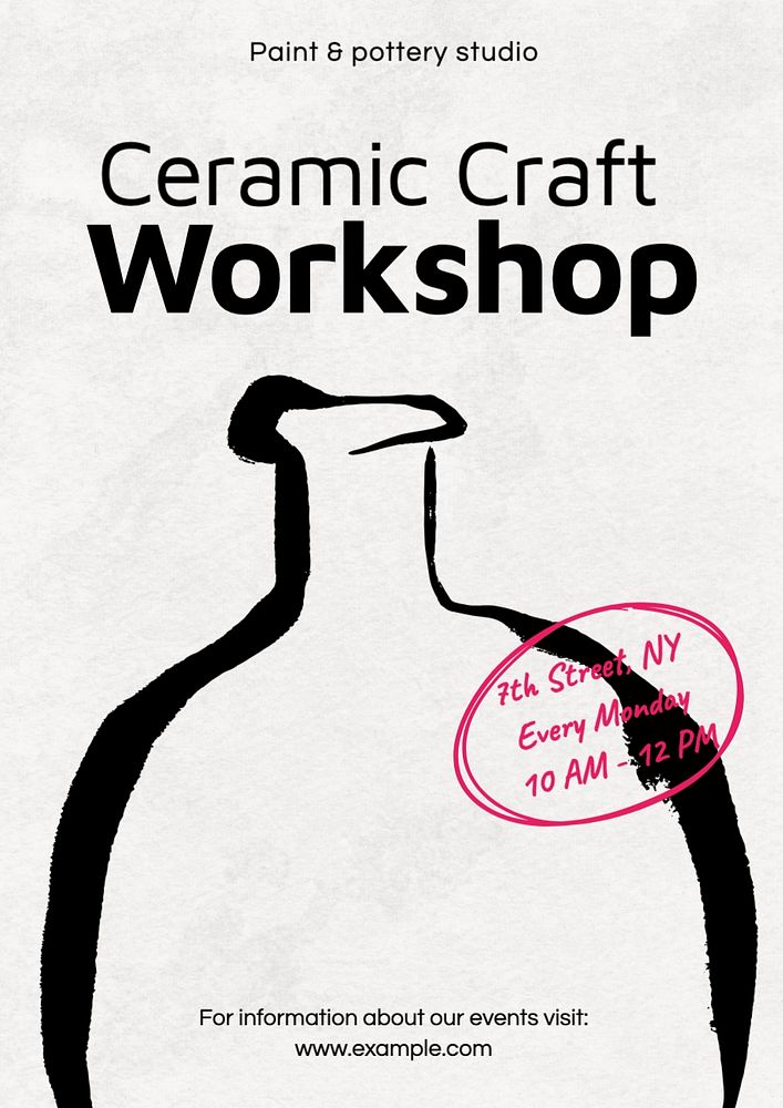 Ceramic craft workshop poster template, editable text and design