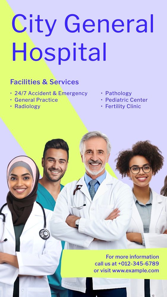 Hospital services Instagram post template, editable text