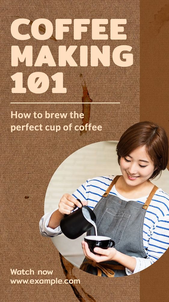 Coffee making 101  Instagram story template, editable text