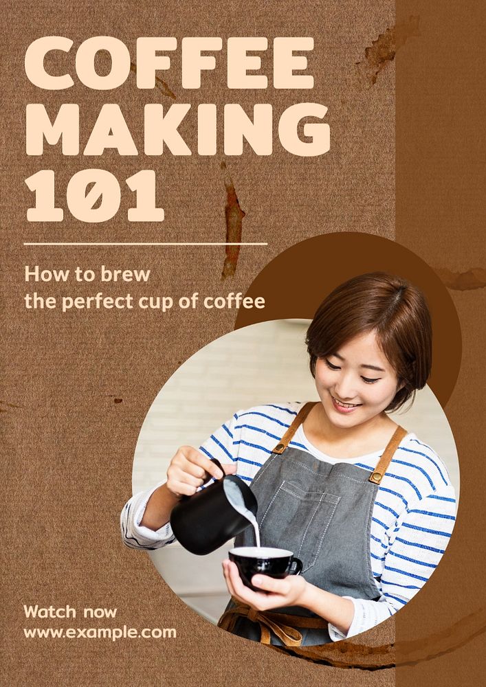 Coffee making 101  poster template, editable text and design