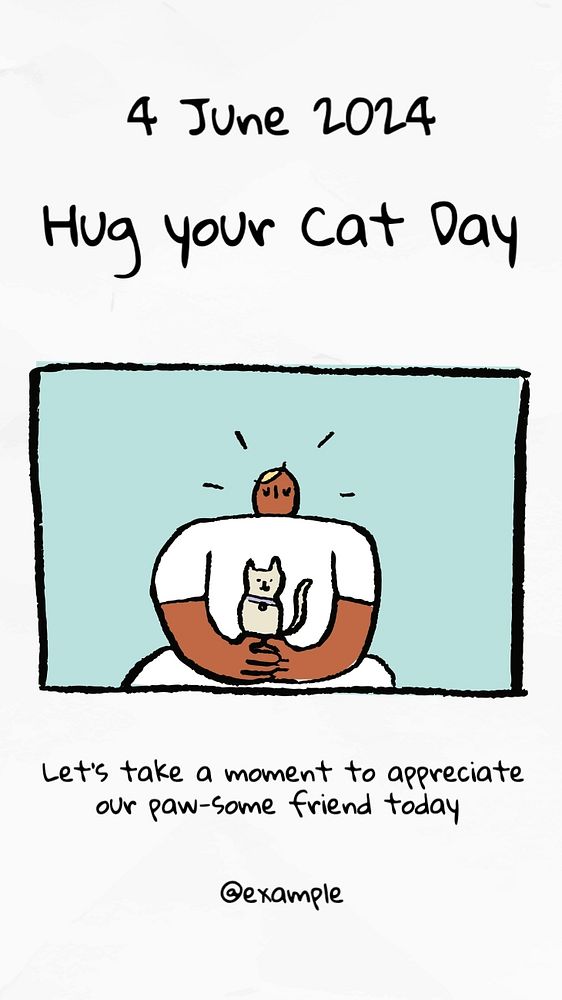 Hug your cat day  Instagram story template, editable text