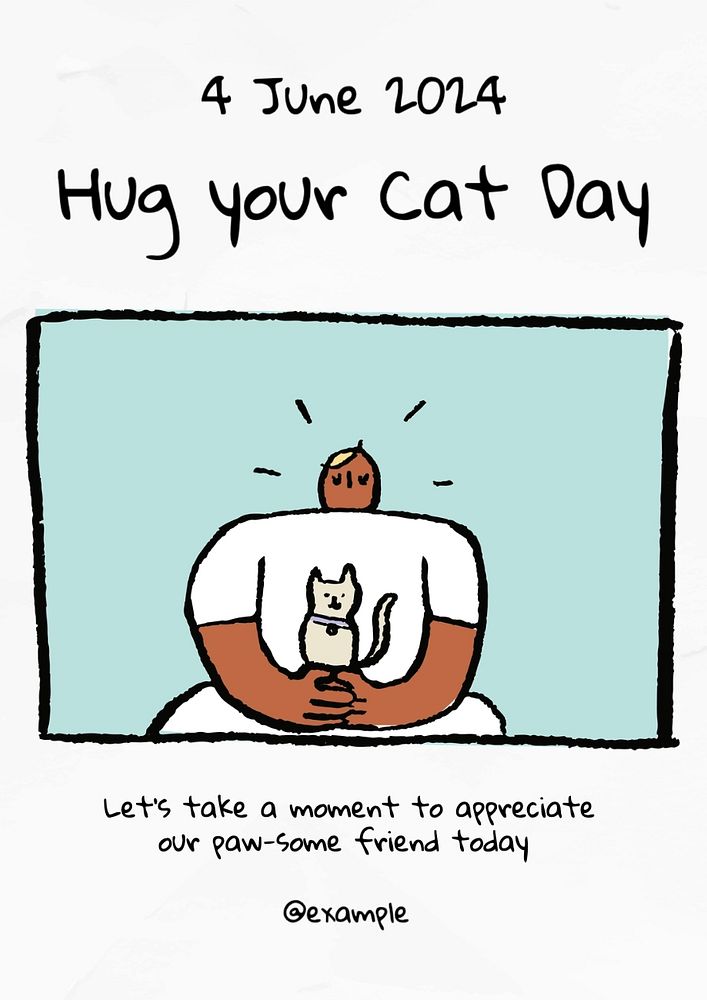 Hug your cat day  poster template, editable text and design