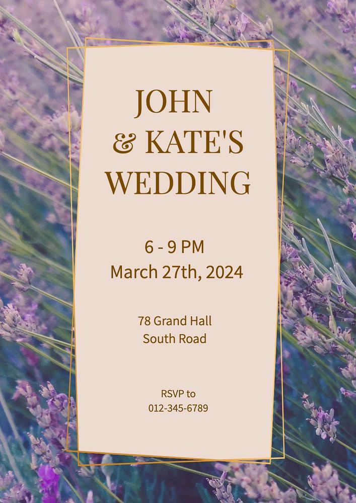 Wedding invitation  poster template, editable text and design