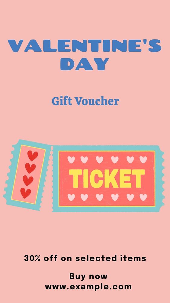 Valentine's Day voucher Instagram story template, editable text