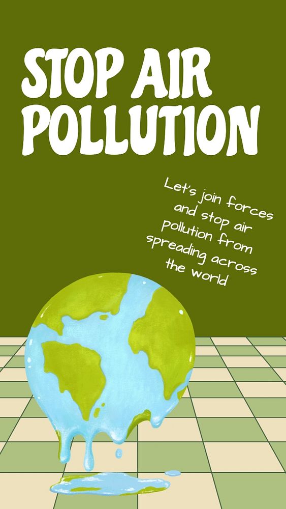 Stop air pollution Instagram story template, editable text