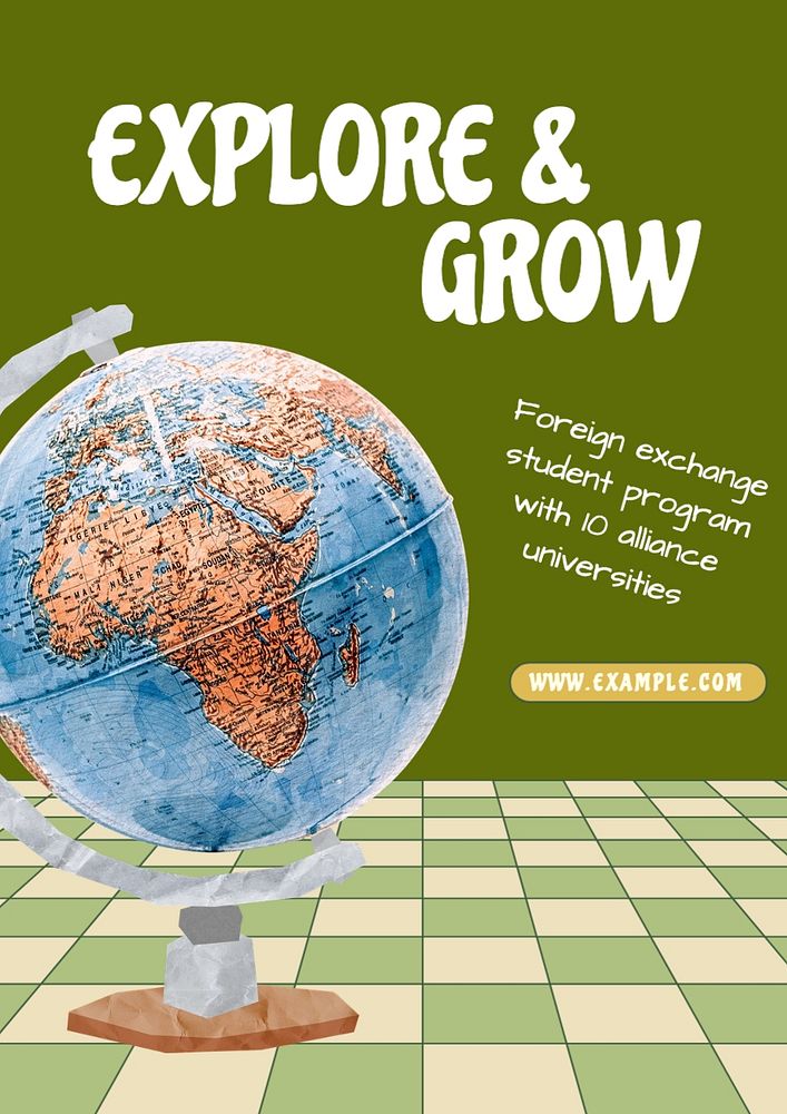 Foreign exchange student poster template, editable text and design