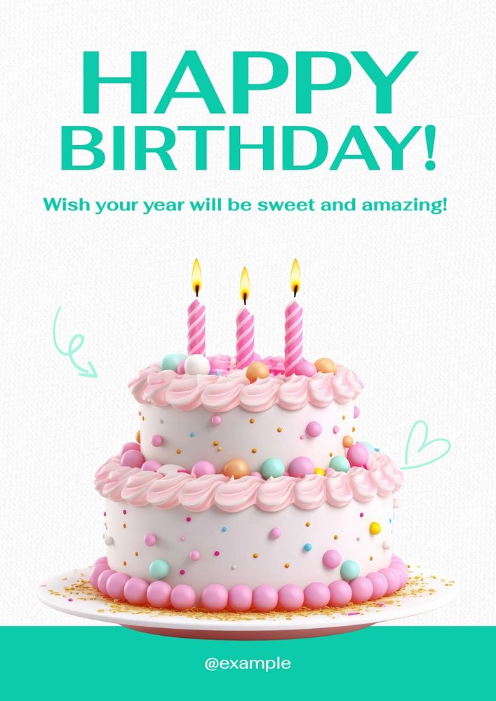 Happy Birthday poster template, editable text and design