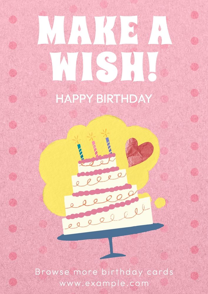 Birthday card wish poster template, editable text and design