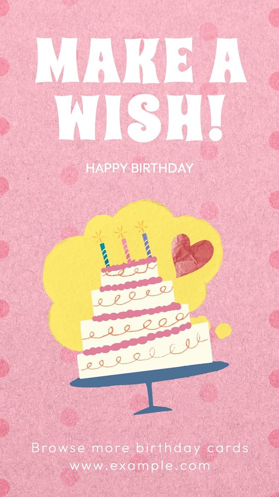 Birthday card wish Instagram story template, editable text