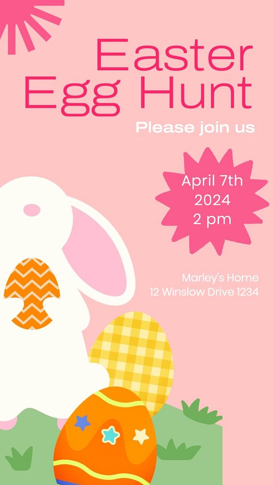 Egg hunt  Instagram story template, editable text